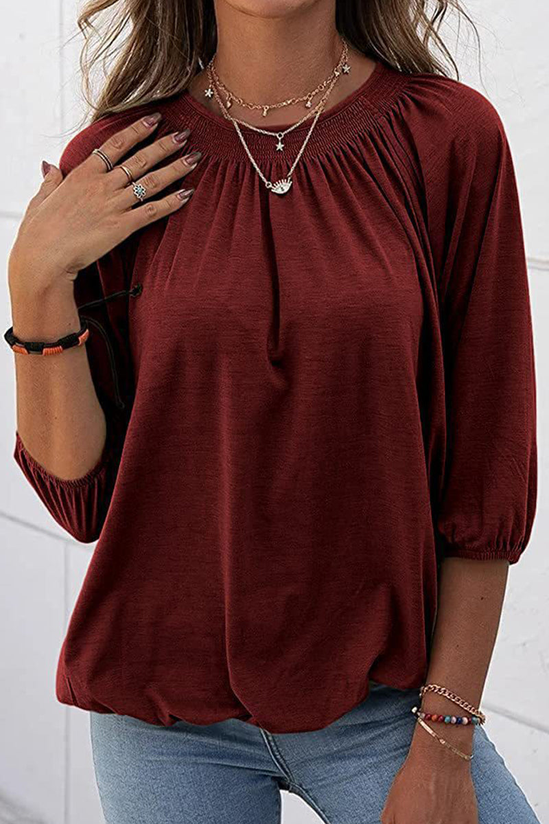 Casual Solid Solid Color O Neck Tops