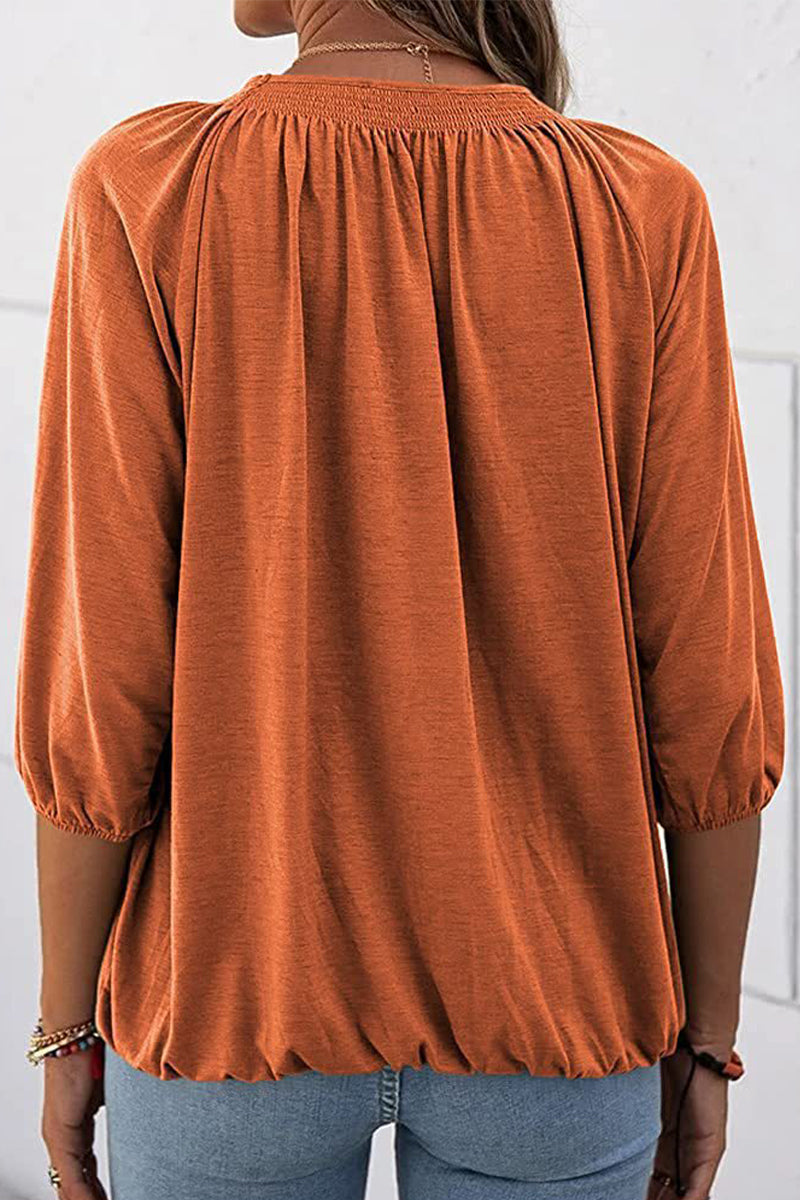 Casual Solid Solid Color O Neck Tops