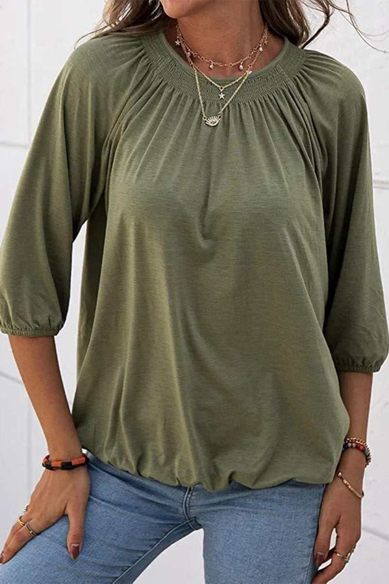 Casual Solid Solid Color O Neck Tops