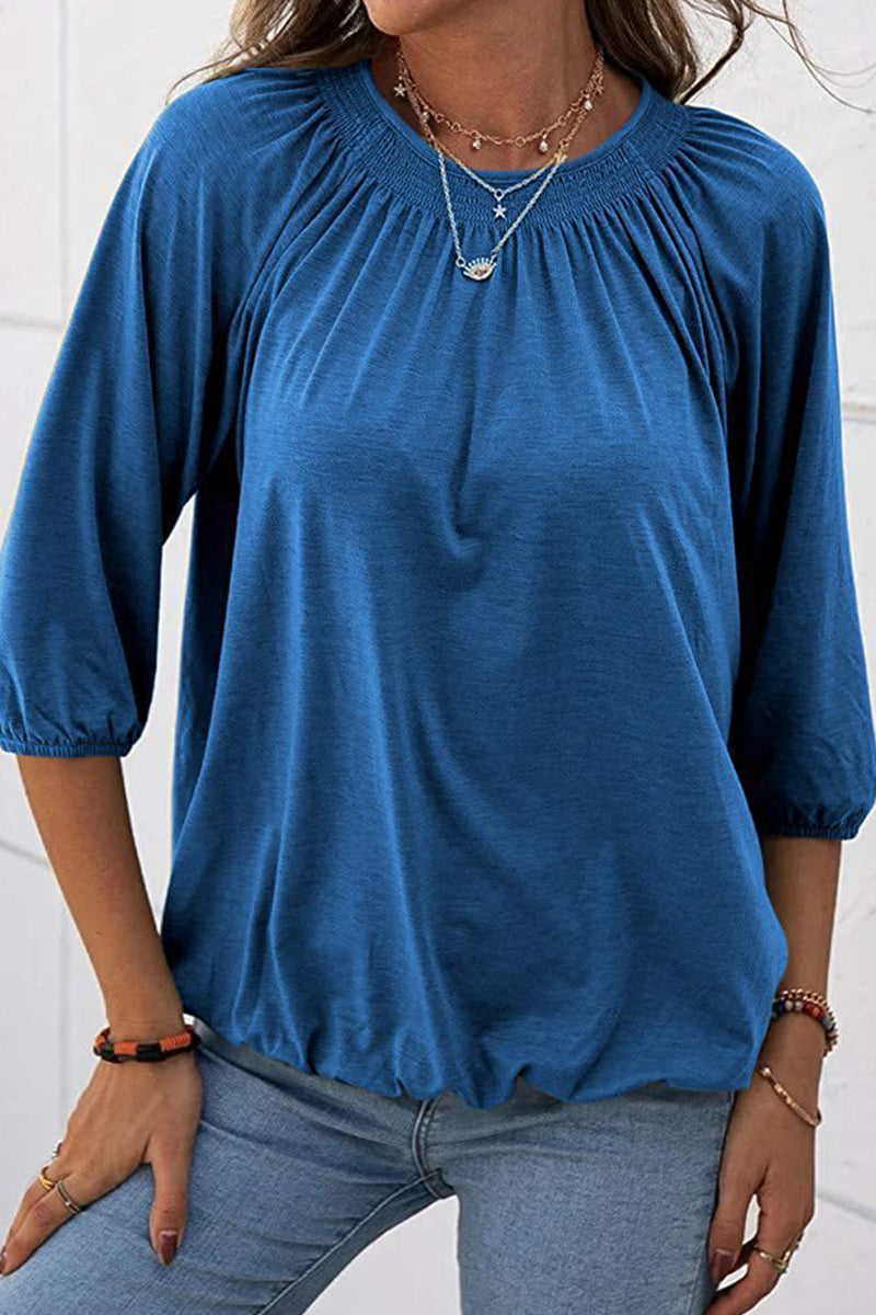 Casual Solid Solid Color O Neck Tops