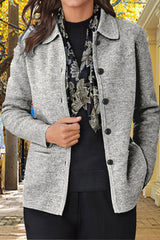 Solid Buttons Turndown Collar Outerwear