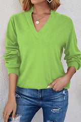 Casual Solid Solid Color V Neck Tops