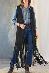 Casual Street Solid Tassel Cardigan Collar Outerwear