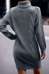 Casual Solid Make Old Turtleneck Long Sleeve Dresses