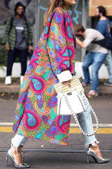 Street Print Patchwork Turndown Collar Outerwear(9 Colors)