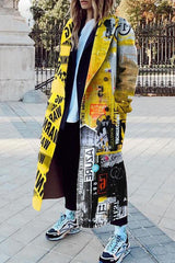 Street Print Pocket Contrast Turn-back Collar Outerwear