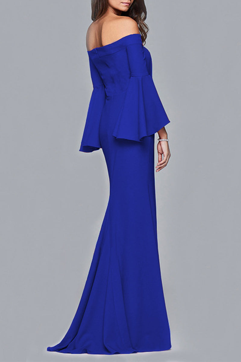 Flouncing Off Elegant Solid Flounce Off the Shoulder Evening Dresses(6 Colors) – JeeBas
