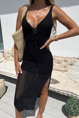 Sexy Vacation Solid Hollowed Out Slit Swimwears Cover Up(3 Colors)