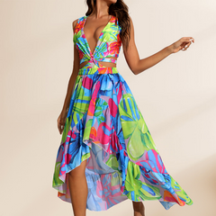 Floral Printed One Piece Swimsuit and Skirt