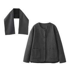 Shawl Collar Loose Cropped Woolen Coat