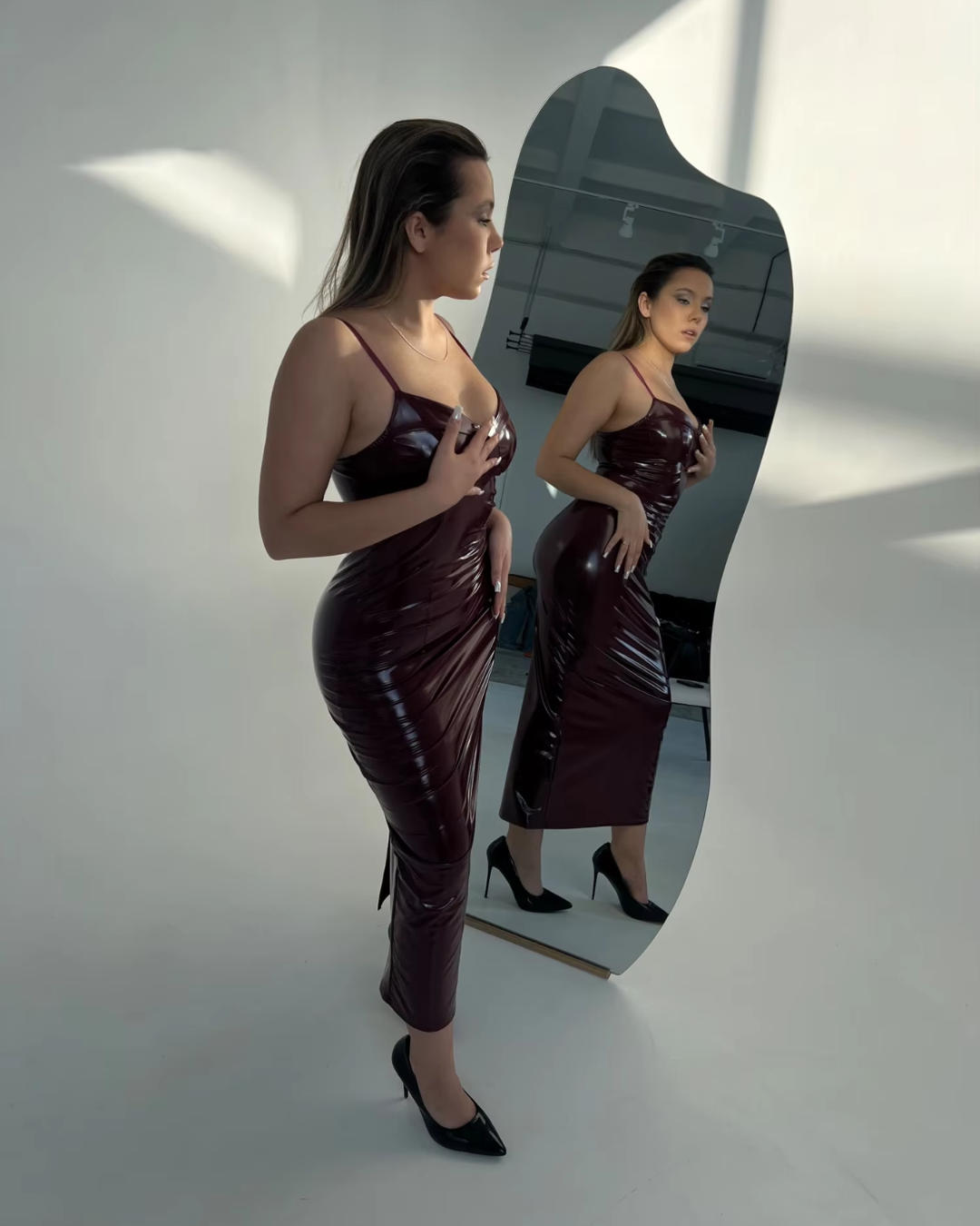 Emory Bodycon Leather Sling Dress