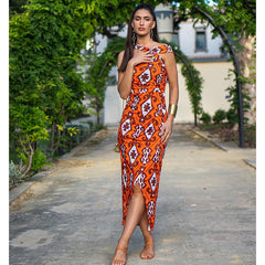 One Shoulder Printed Dress