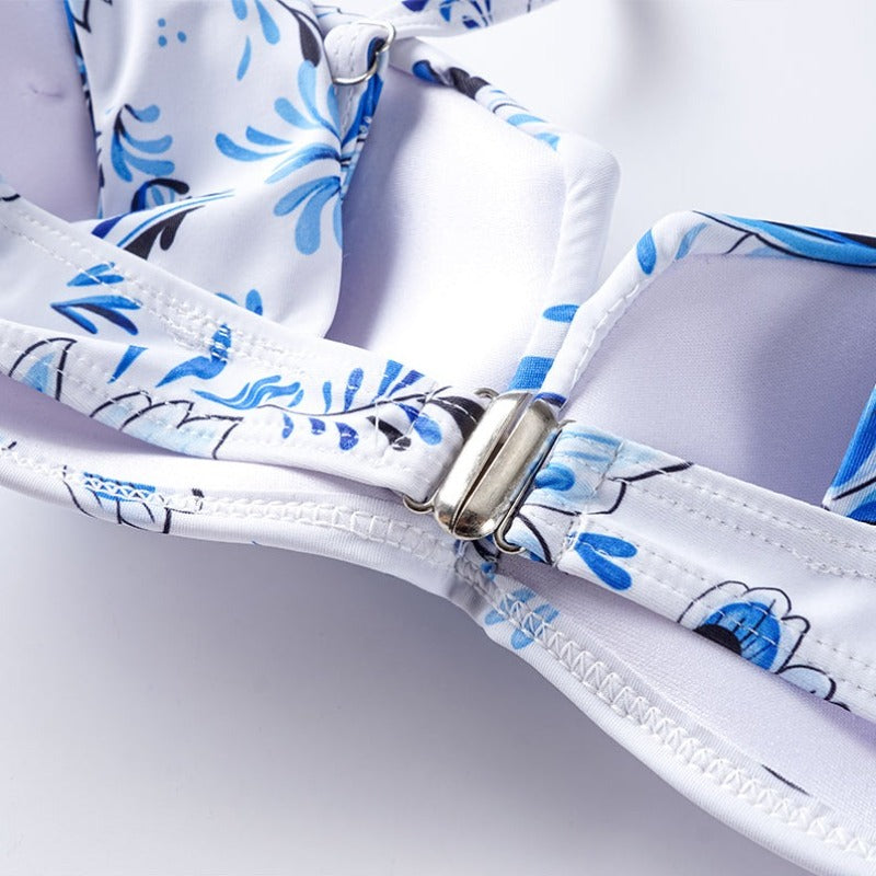 Flaxmaker Printed Bikini Swimsuit and Skirt