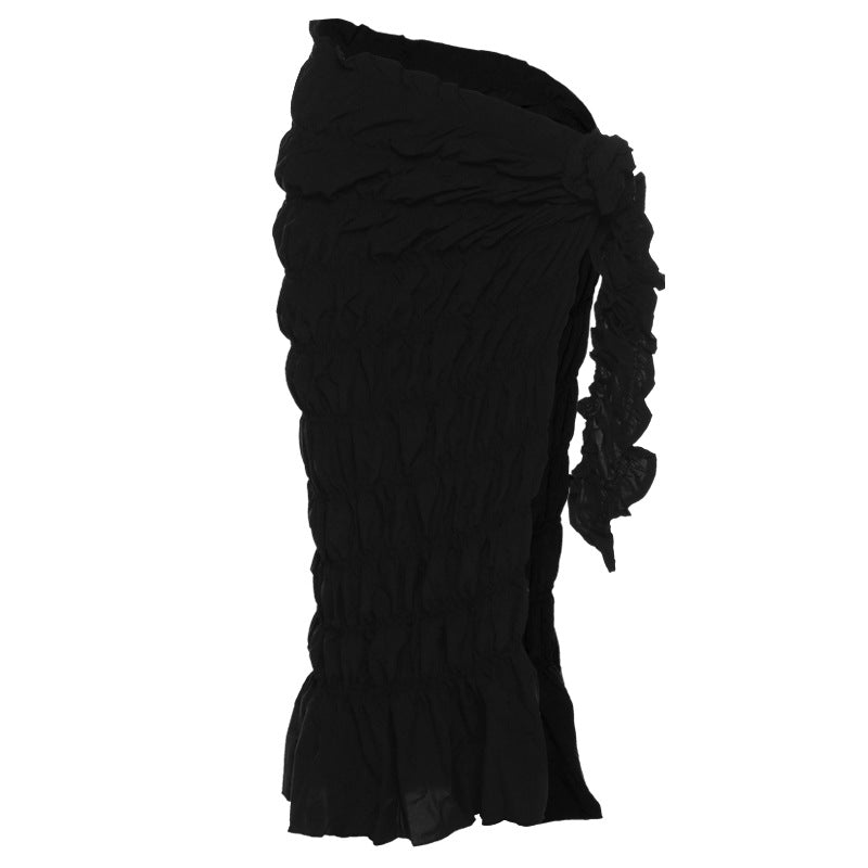 Flaxmaker 3D Flower Decor Black One Piece Swimsuit and Sarong