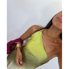 One Shoulder Ombre Printed Dress