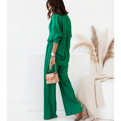 Fashion Casual  Shirt Collar Solid Color  Two Piece Set