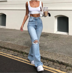 Fashion Denim Flared Casual S 2XL 's Jeans