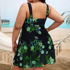 Print Vintage Skirted One Piece 5XL 6XL Plus Size Swimsuit