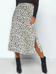 Leopard Print Chiffon Split Skirt