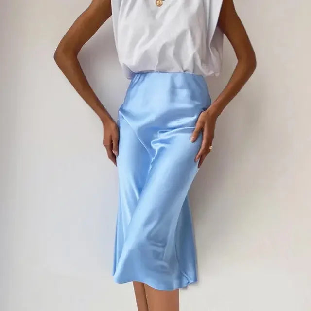 Elegant High Street Satin Bodycon Skirt