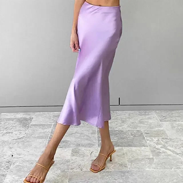 Elegant High Street Satin Bodycon Skirt