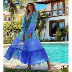 Ombre Printed Maxi Dress Cover Up Flaxmaker