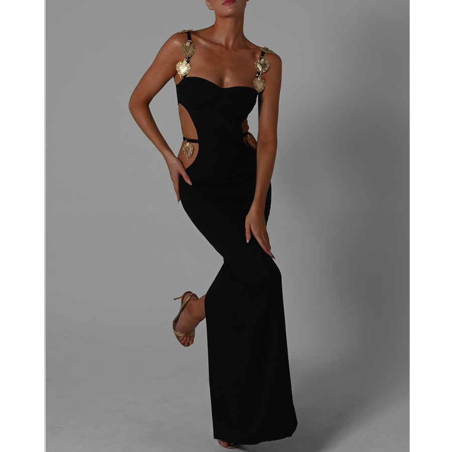 Color Block Expose Waist Maxi Dress