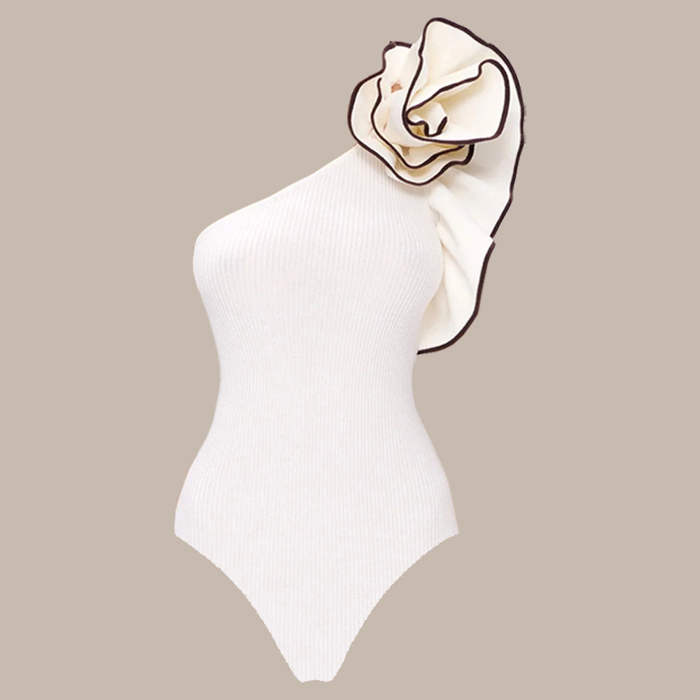 One Shoulder 3D Flowers Bikini Swimsuit and Skirt(Shipped on Jan 15th)