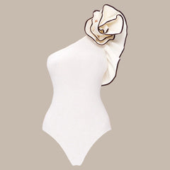 One Shoulder 3D Flowers Bikini Swimsuit and Skirt(Shipped on Jan 15th)