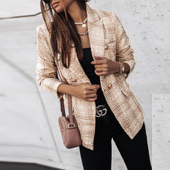 Retro Slim Plaid Blazer