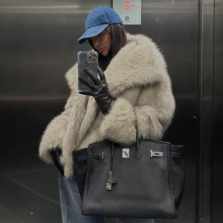 Long-sleeved  Artificial Fur Coat