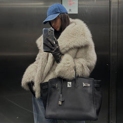 Long-sleeved  Artificial Fur Coat