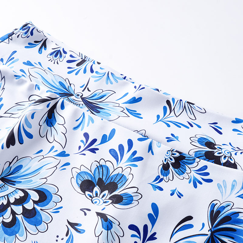 Flaxmaker Printed Bikini Swimsuit and Skirt