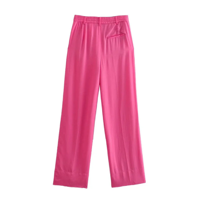 Casual Pink Tow Piece Shirt and Pants Sets Flaxmaker