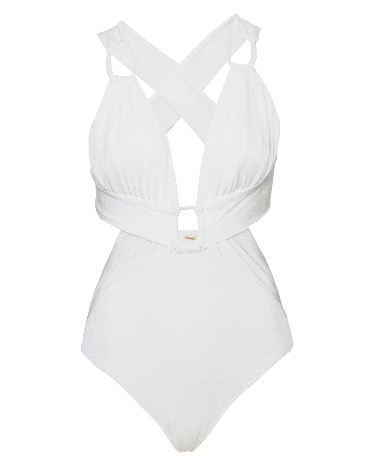 Flaxmaker Deep V Cutout Backless Sexy One Piece Swimsuit