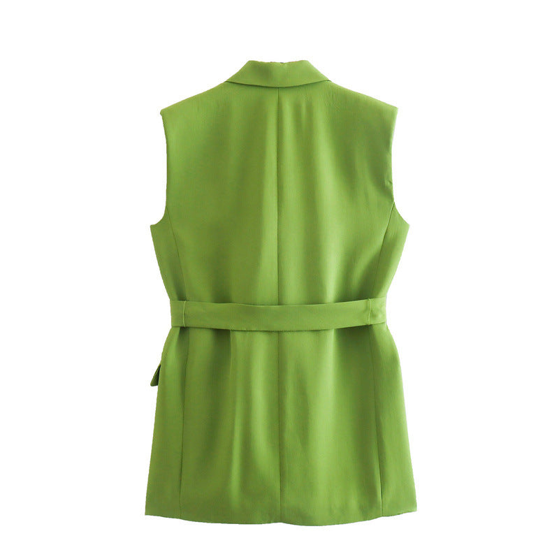 New Lace Up Sleeveless Suit Waistcoat  Two Piece Set