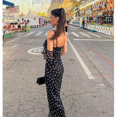One Shoulder Polka Dot Printed Dress