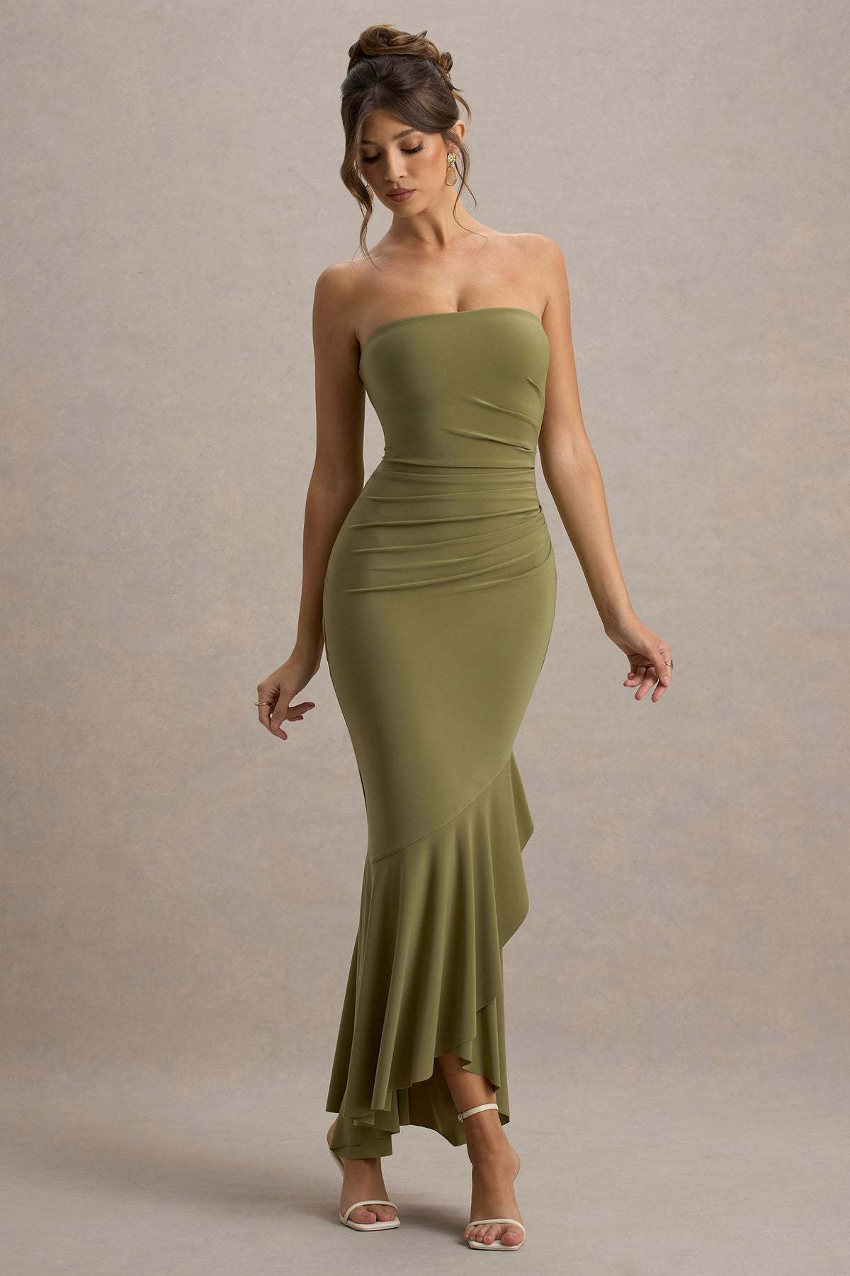 Solid Color Off-Shoulder Evening Dress