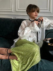 Davi Ruffle Collar See Through Shirt