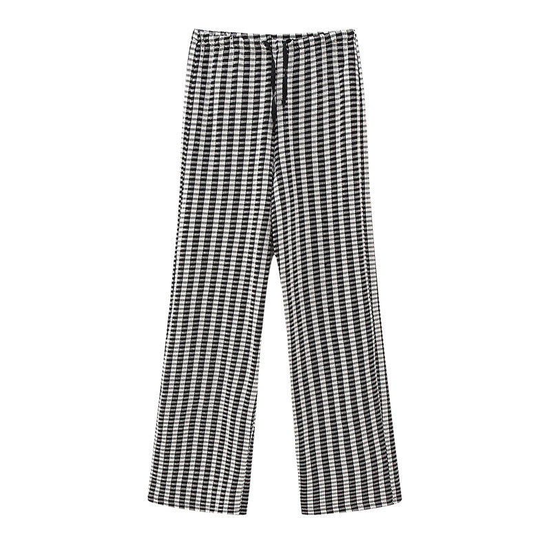 Fashion Plaid Printed Top and Pants Set