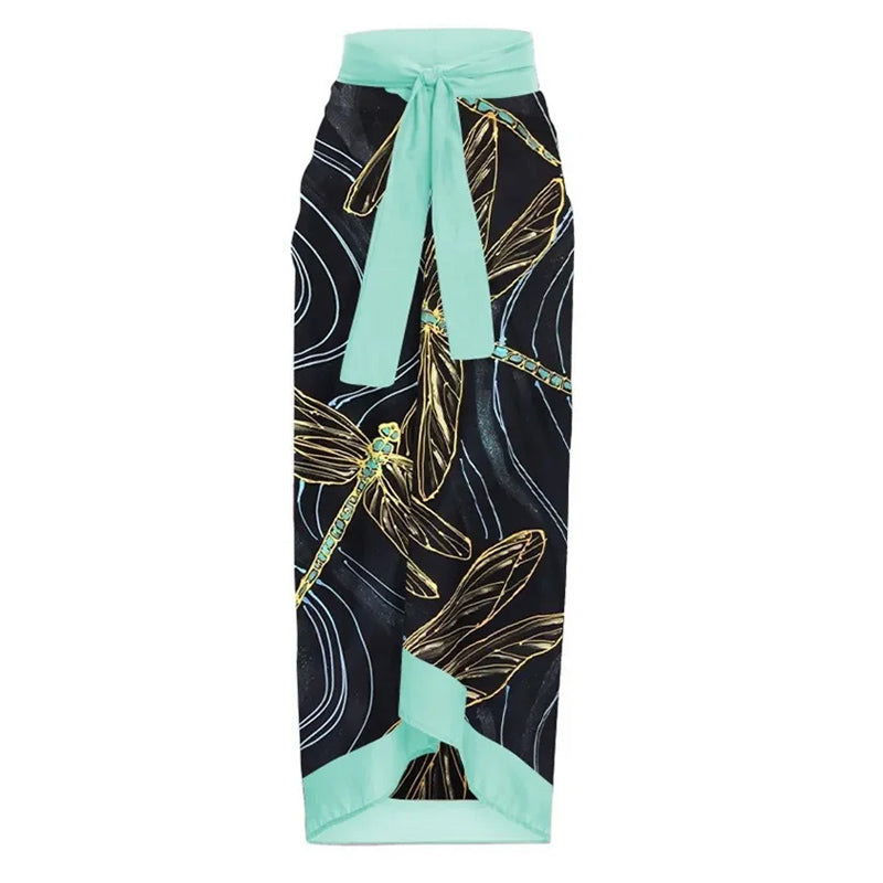 Tie-shoulder Animal Print One Piece Swimsuit and Sarong
