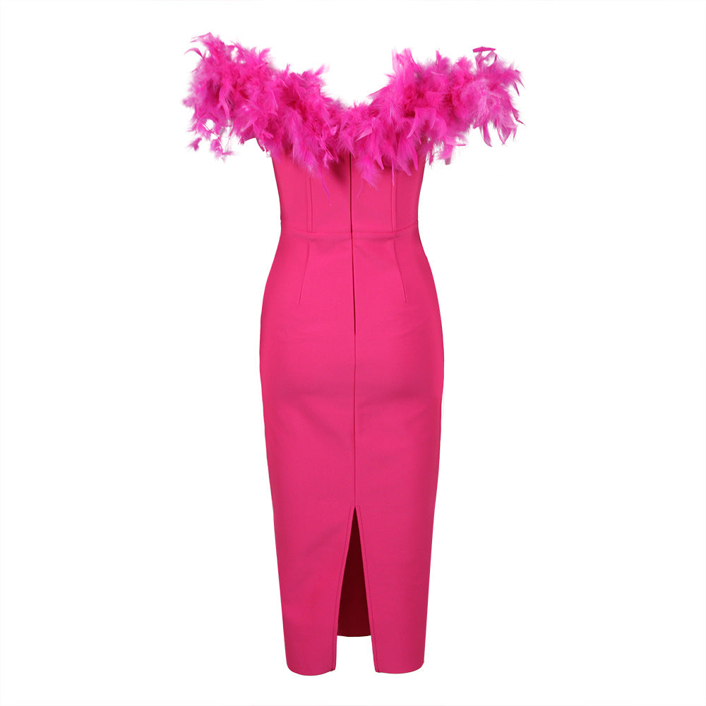 Sexy Bandeau Feathers Dress