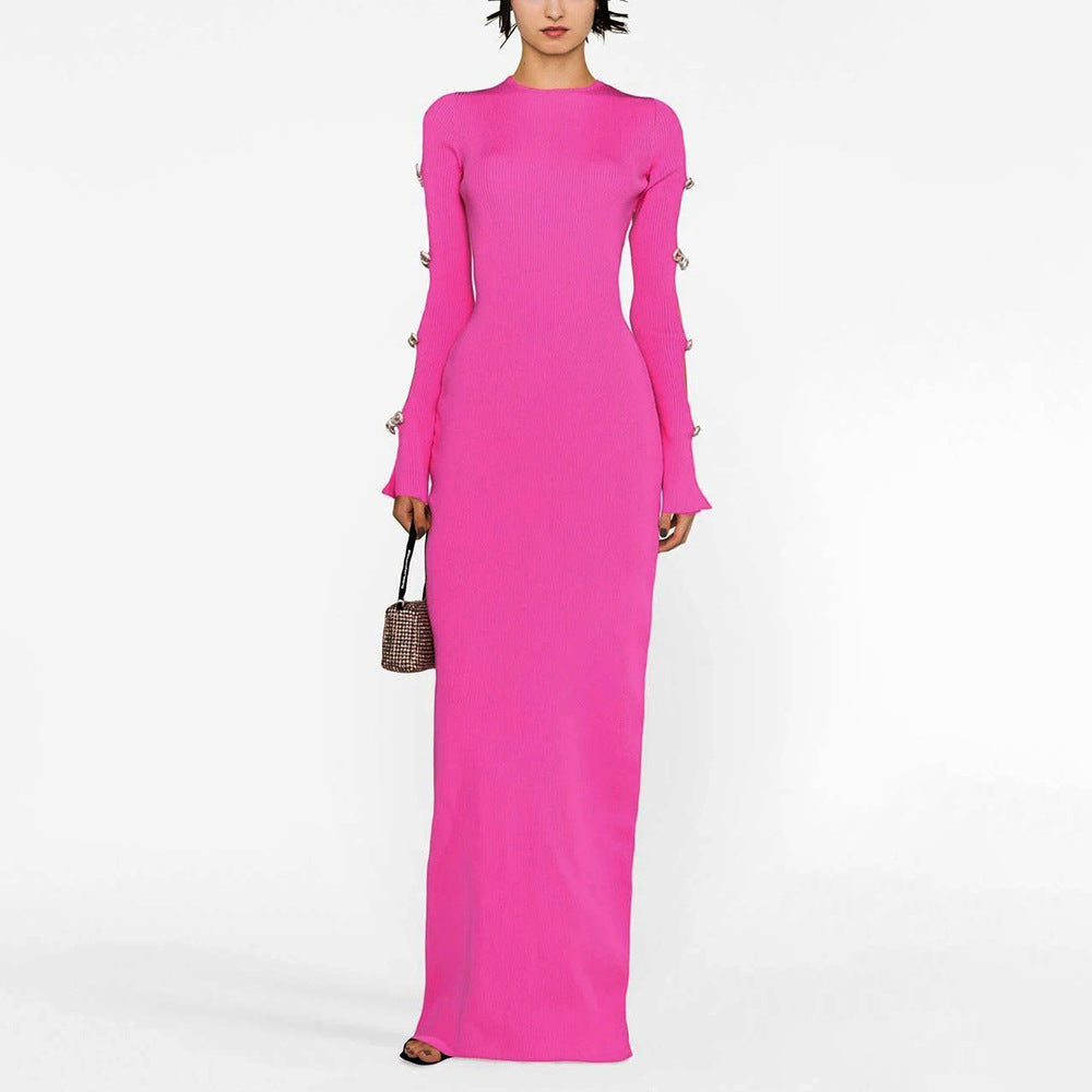 Bowknot Pink Cutout Elastic Bandage Dress