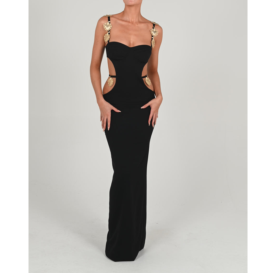 Color Block Expose Waist Maxi Dress