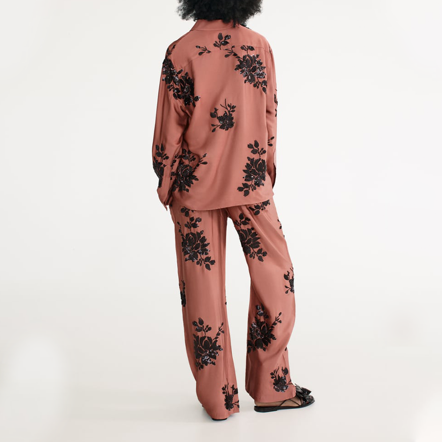 Fashion Casual Blossom Printed Shirt and Pants