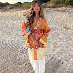 Fashion Printed Cardigan and Skirt Set