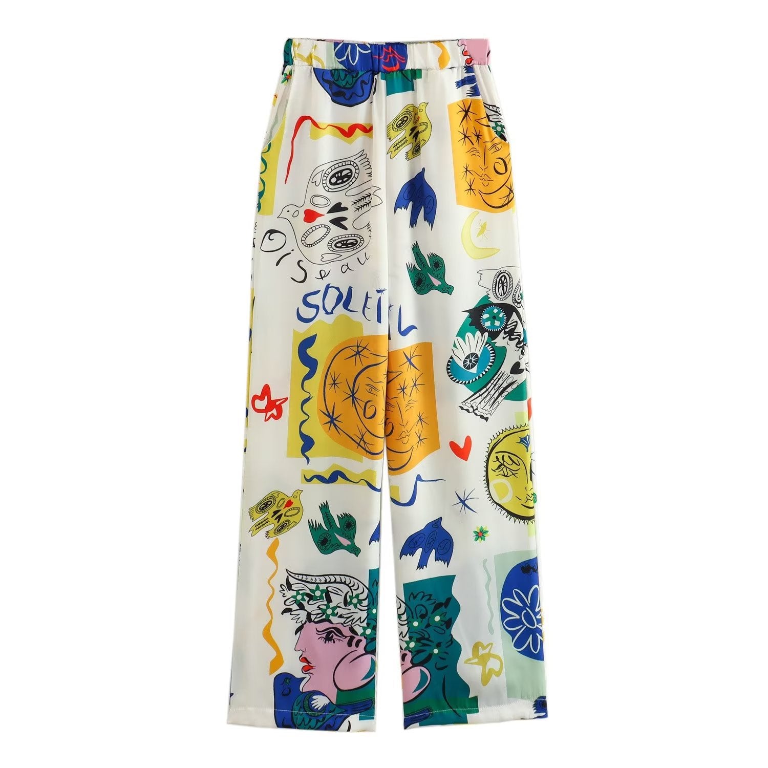 Graphic Printed White Shirt and Pants Set