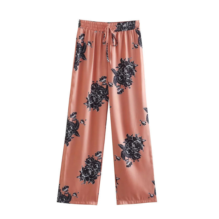 Fashion Casual Blossom Printed Shirt and Pants
