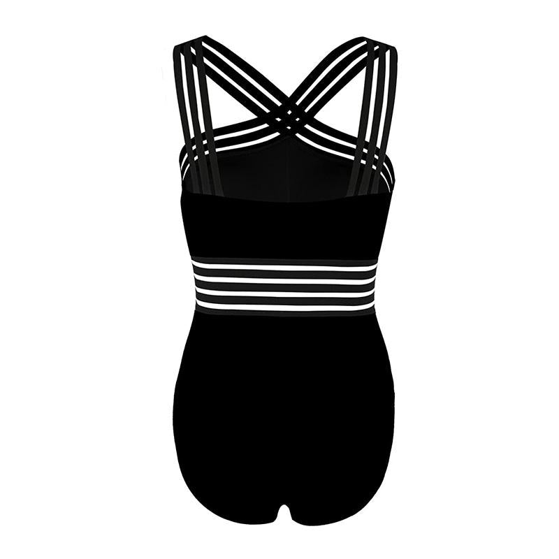 Black Mesh Splicing Sexy One Piece Swimsuit