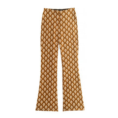 Flaxmaker Double Breasted Retro Printed  Blazer Two Piece Set